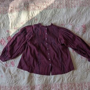 Doen Amanda Blouse Red And Blue Check Plaid